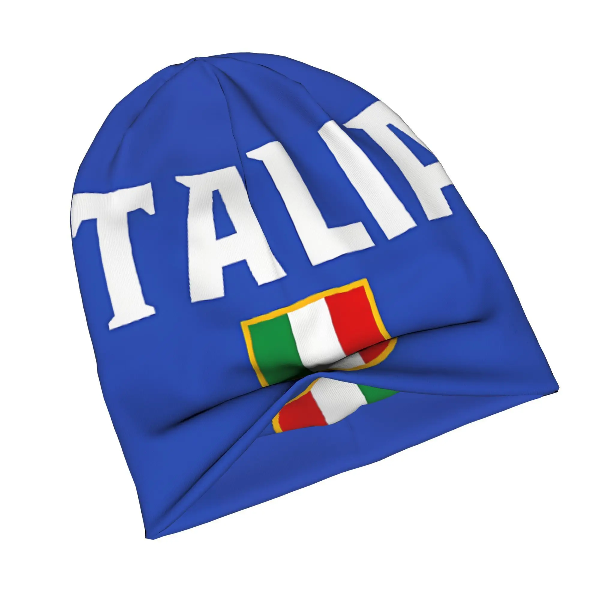 이탈리아 국기 펑키 스타일 니트 비니 남성용 모자 1개 - 폴리에스터 95%, 엘라스테인 5%, 패셔너블한 슬라우치 캡 (국기 포함)
