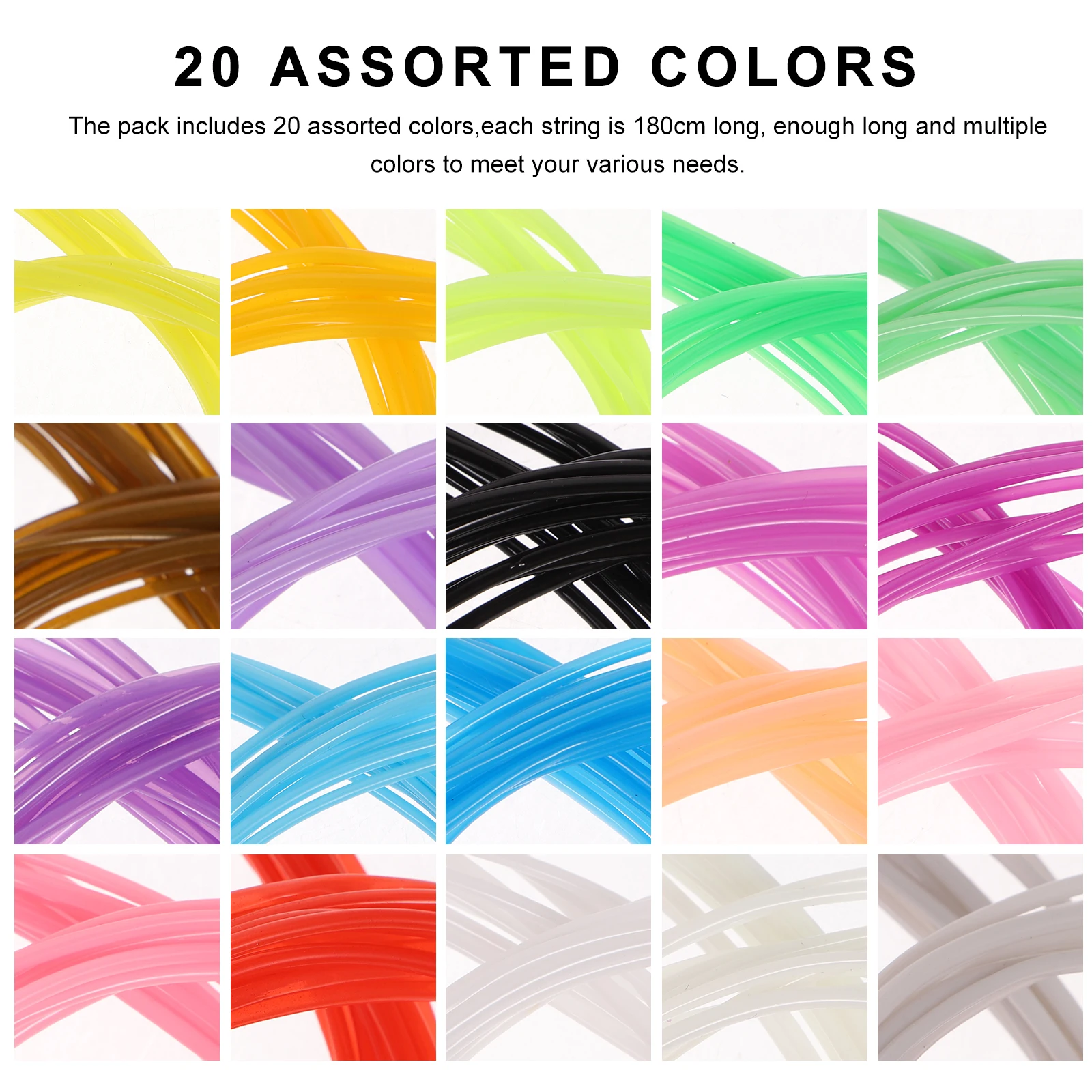 

200Pcs DIY Weaving Cord 20 Mixed Color Strings 180Cm PVC Lacing Rope for Jewelry Craft Projects Bracelets Keychains Handmade