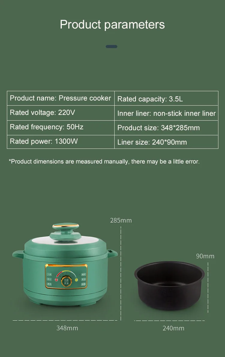 3.5L elektryczny szybkowar wielofunkcyjne urządzenia do gotowania ryżu w pełni automatyczne ogrzewanie garnek non-stick gulasz zupa owsianka