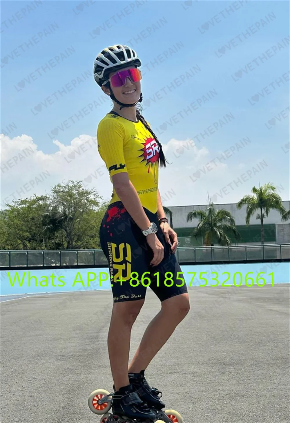 SR Summer Mens Roller Skates Ciclismo Sets Inline Speed Skates Clothing Skating Race Speedsuit Men\'s Colorful Jumpsuit 2024