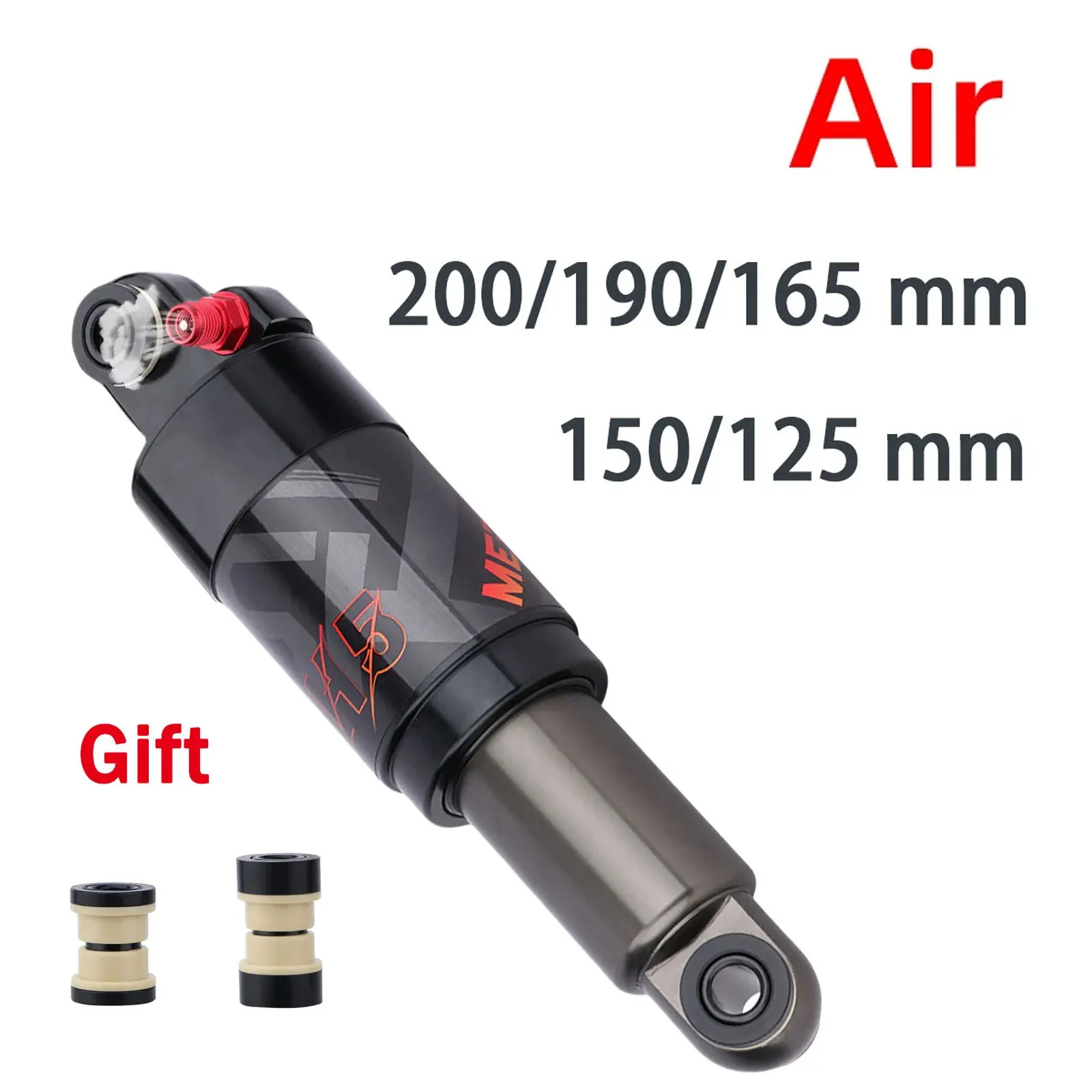 MEROCA Bicycle Air rear shock absorber 125mm/150mm/165mm/190mm/200mm Scooter MTB Mountain Bicycle adjustable Rear Shock