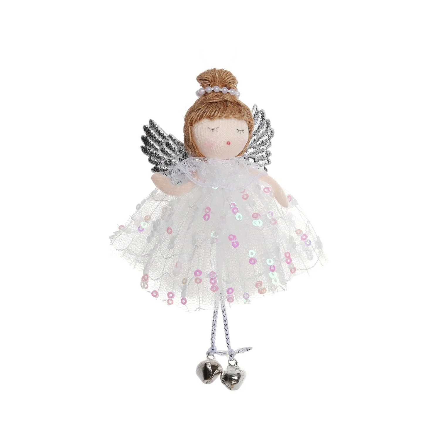 Cartoon Christmas Angel Girl Doll Mini Pendant Hanging Dolls Xmas Tree Crafts Elves Pendant Hanging Angel Doll Props Cloth Wing