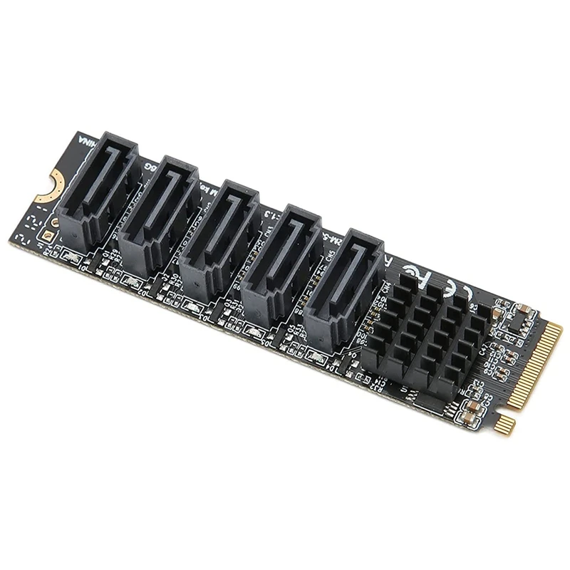 

NEW-M.2 к Sata3.0 Карта адаптера M.2 PCIE 16 Гбит/с Sata 6G 5-портовый разъем жесткого диска Преобразователь жесткого диска Чип JMB585
