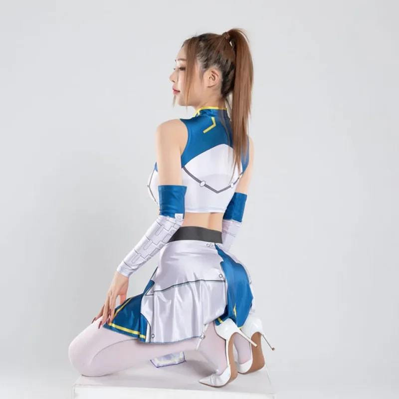 Neue sexy Frauen schwimmen weiß bodysuit Cosplay Strumpfhosen 4 stücke Glänzende Japanische Anime Chunli Rock Kostüm Roleplay badeanzug Kostüm