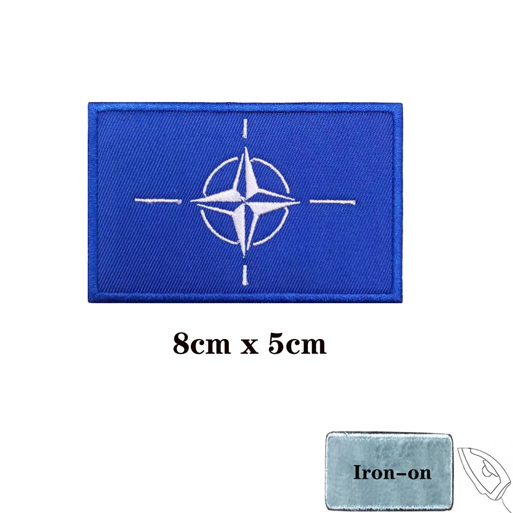 1PC NATO Flag Embroidery Hook and Loop Patches Clothes Badge Armband Backpack Sticker Army Fan Tactical Military Bag