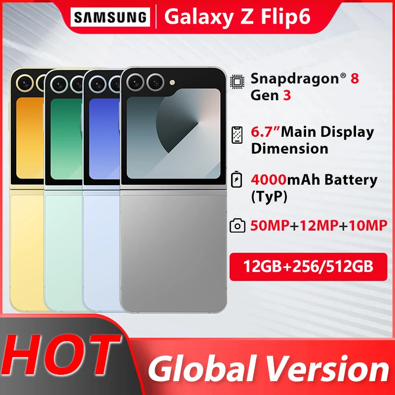 Samsung Galaxy Z Flip6 Snapdragon 8 Gen 3 Flip 6 Składany dynamiczny ekran LTPO Oryginalny AI