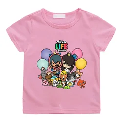 Girls/Boys Clothes Game Toca Boca and Gacha Life World Cartoon Graphic Printed T-shirt Kids Comfy Versatile Summer Short Sleeve