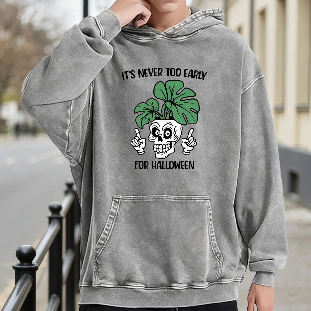 سترة بغطاء للرأس برسومات مغسولة كلاسيكية للرجال من It's Never Too Early، بلوفر ريترو المتعثر، سترة كاجوال ملابس الشارع #1