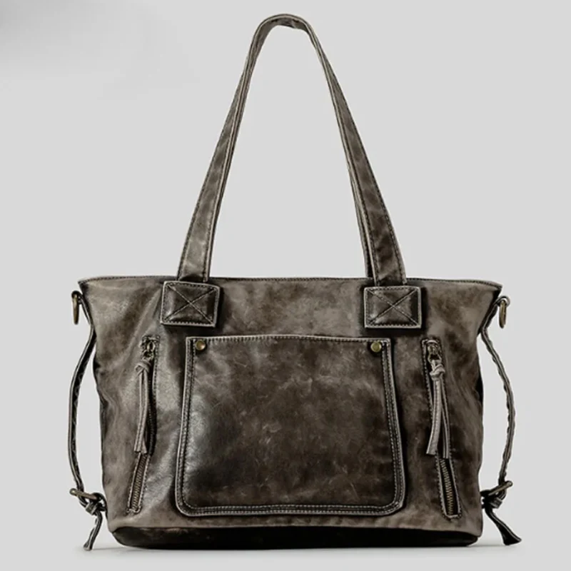 حقيبة يد نسائية ذات سعة كبيرة بتصميم ريترو حقيبة كتف من الجلد الناعم حقيبة كروس