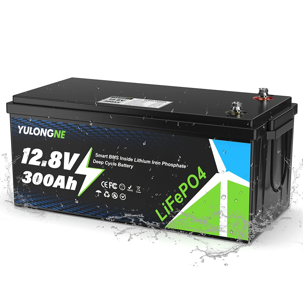 Batterie LiFePO4 YULONGNE 12,8 V 300 Ah 3840 Wh avec BMS intelligent intégré, cycle profond, qualité A, pour système solaire hors réseau, stockage d'énergie domestique et alimentation de secours