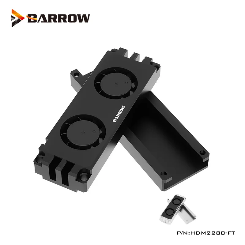 

Barrow 2280 22110 PCIE SATA M.2 радиатор с двойным вентилятором, радиатор для жесткого диска, серебристый, черный, HDM2280-FT