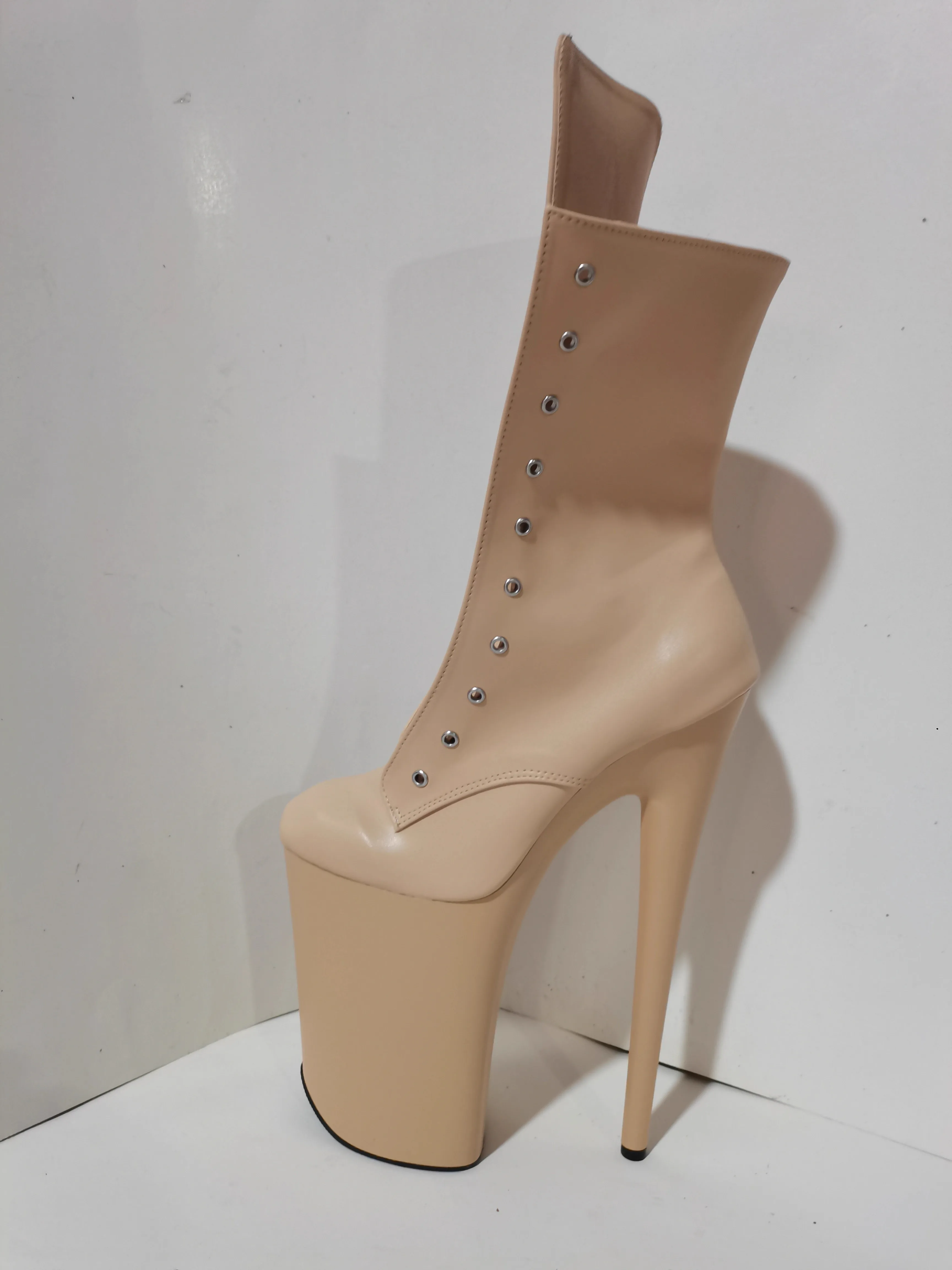 Red round Toe Platform Ankle Boots 26cm with 10-Inch High Thin Heels Sexy Fetish Lighter Boots for Exotic Pole Dance Nightclub W