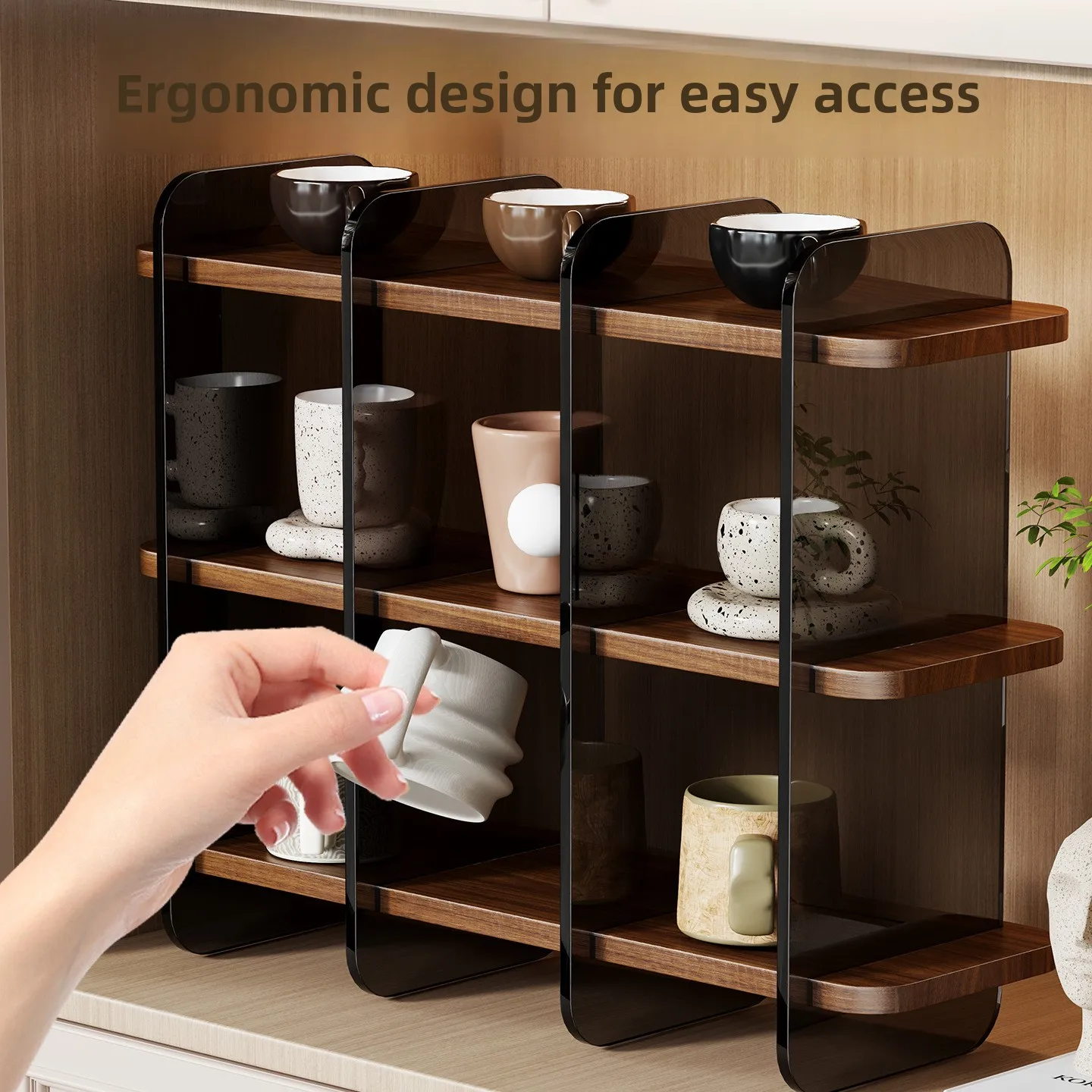 Desktop shelf Acrylic entrance cup holder Dining table Countertop water cup storage Premium light luxury teacup display stand