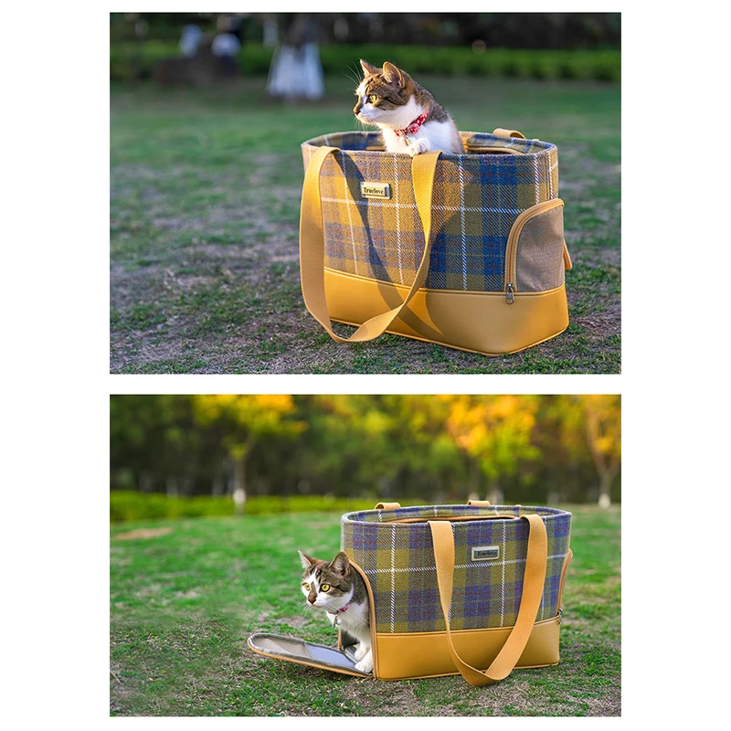 Truelove Pet Restraint Bag Travel Bags Hand Carrying Wool Fabric KAM Zipper Fashion Pet Carrier Bags for Cat Dog Subway TLX5171