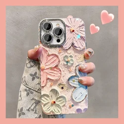 Luxury Glitter Flower Pattern Laser Phone Case For iPhone 11 12 13 14 15 Pro Max Shockproof Bumper Cover