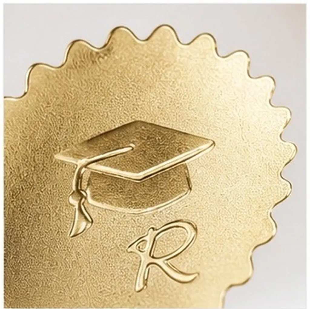 10Sheets Envelope Sealing Sticker For Graduation Party Favors Scrapbook Stickers Gold Foil Round Flaps Gift Boxes