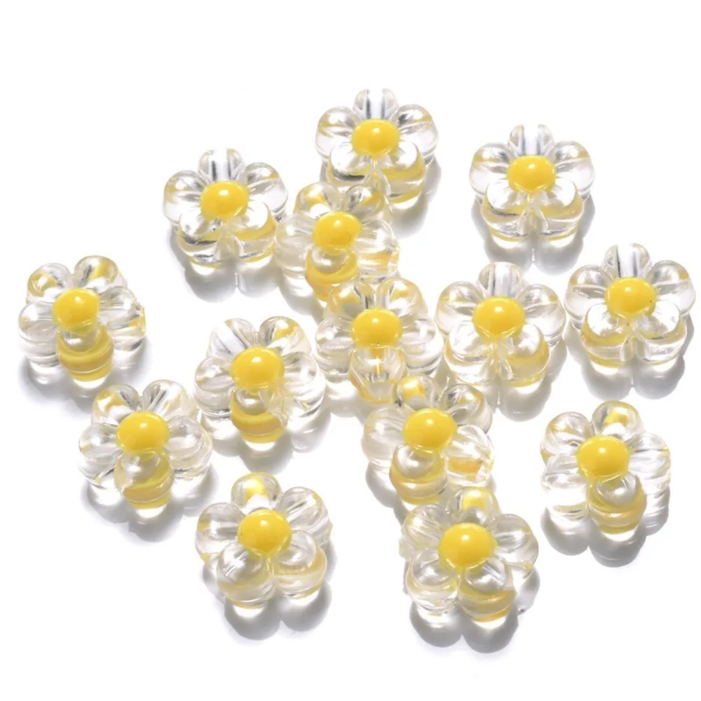 50pcs DIY 12mm Sunflowers Beads Bracelet Clear Acrylic Plastic Pearl Beads Loose Spacer Necklace Jewelry Accessories