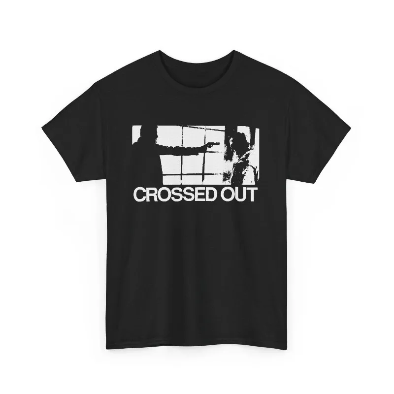 CROSSED OUT Gunshot T-Shirt, Punk Crust Grindcore Apparel Summer Men's and Women's Loose and Breathable T-shirt Top