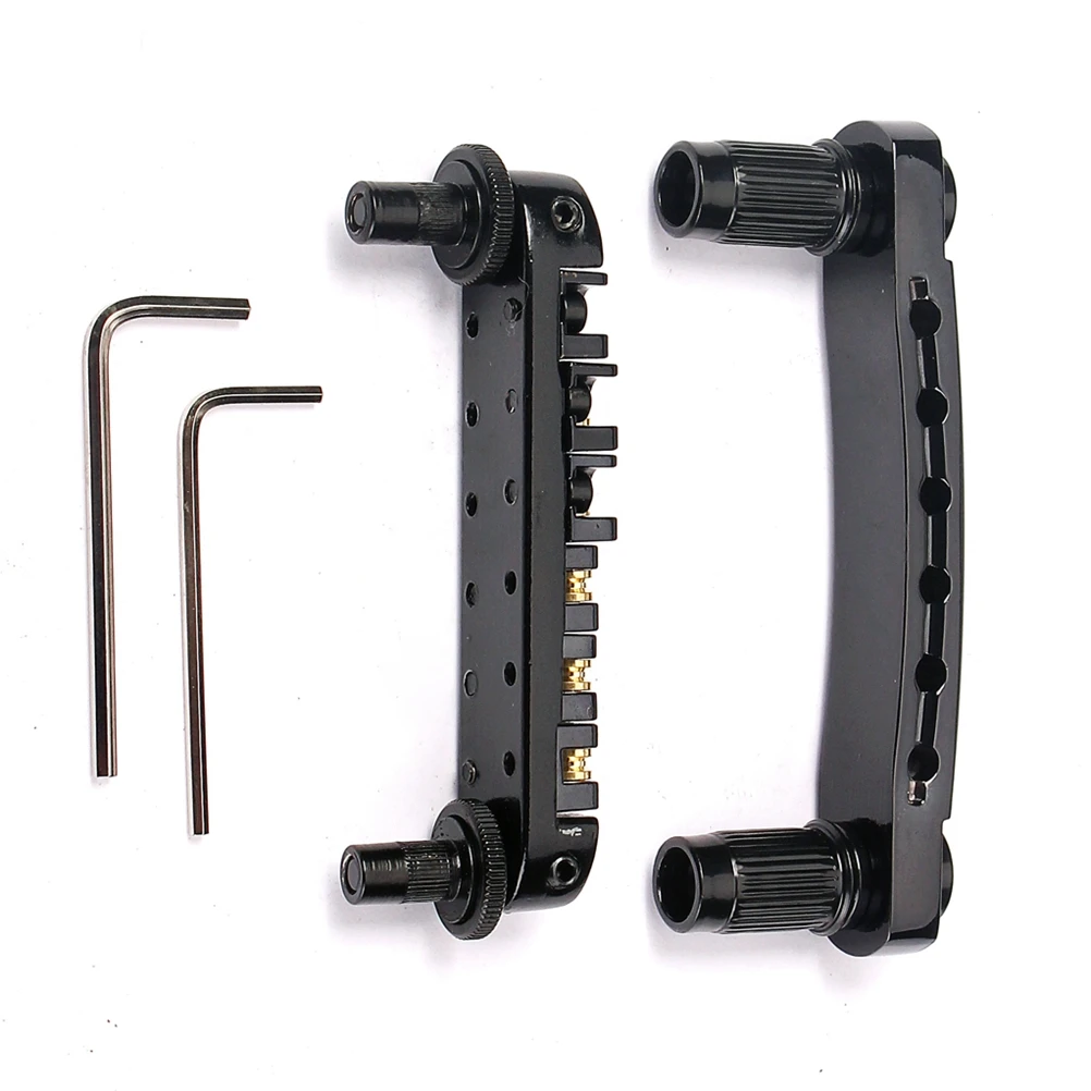 

Electric Guitar Split Bridge Kit Roller Saddle Tailpiece Black Tune Matic Adjustable Studs Bushings Wrenches
