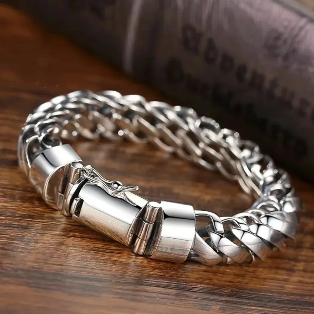 Great Sale 100%S925 Sterling Silver Punk Minimalist Bangle Width Silver Jewelry Certified jewelry gift for men and women