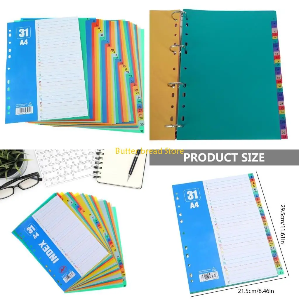 

W89C 31 Sheets File Dividers Plastic Folder Dividers Binders Dividers for Students