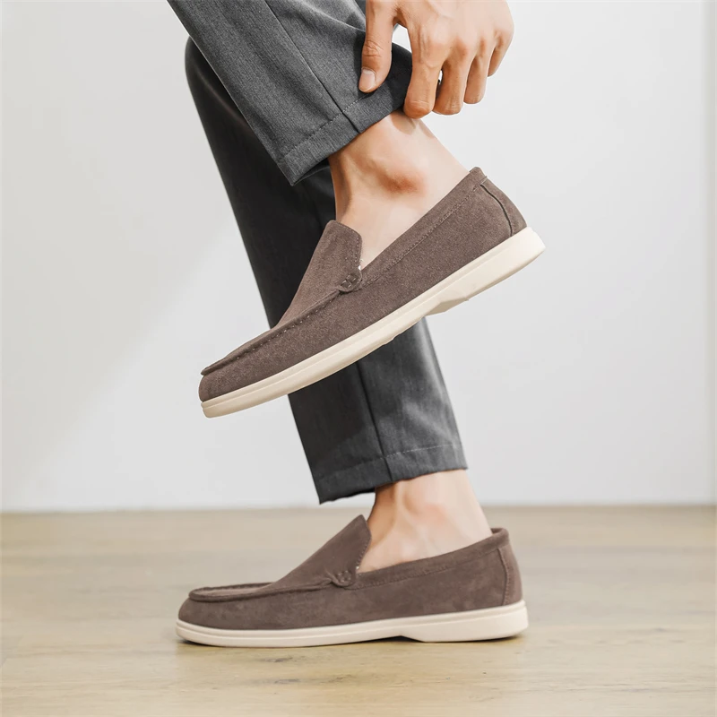 أحذية رجالية عادية قماش المتسكعون الكلاسيكية النمط البريطاني حذاء رجالي خفيفة الوزن لينة الأخفاف الذكور الانزلاق على أحذية قيادة مسطحة #5