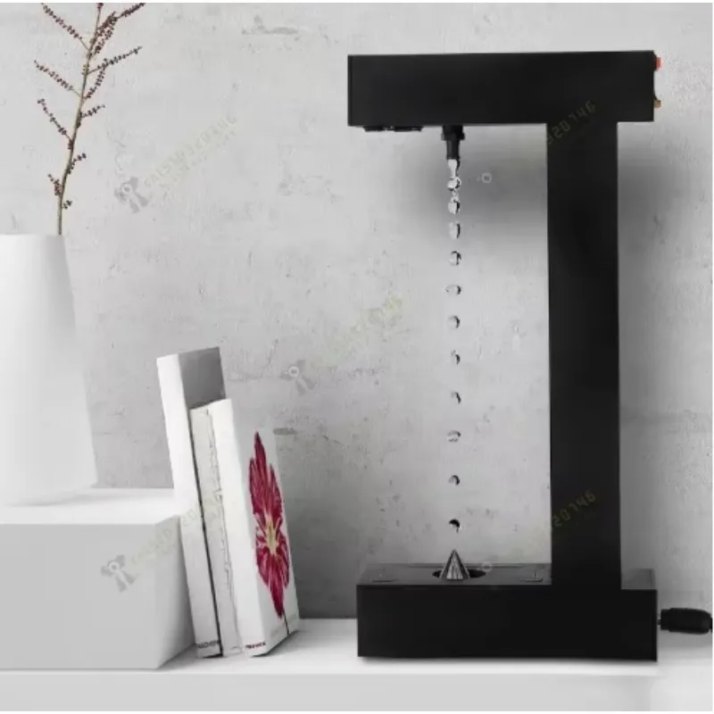 Black Anti Gravity Water Drop Clock Time Updated Easy Operate Anti-Gravity Floating Water Fountain Lamp Technological Home Decor