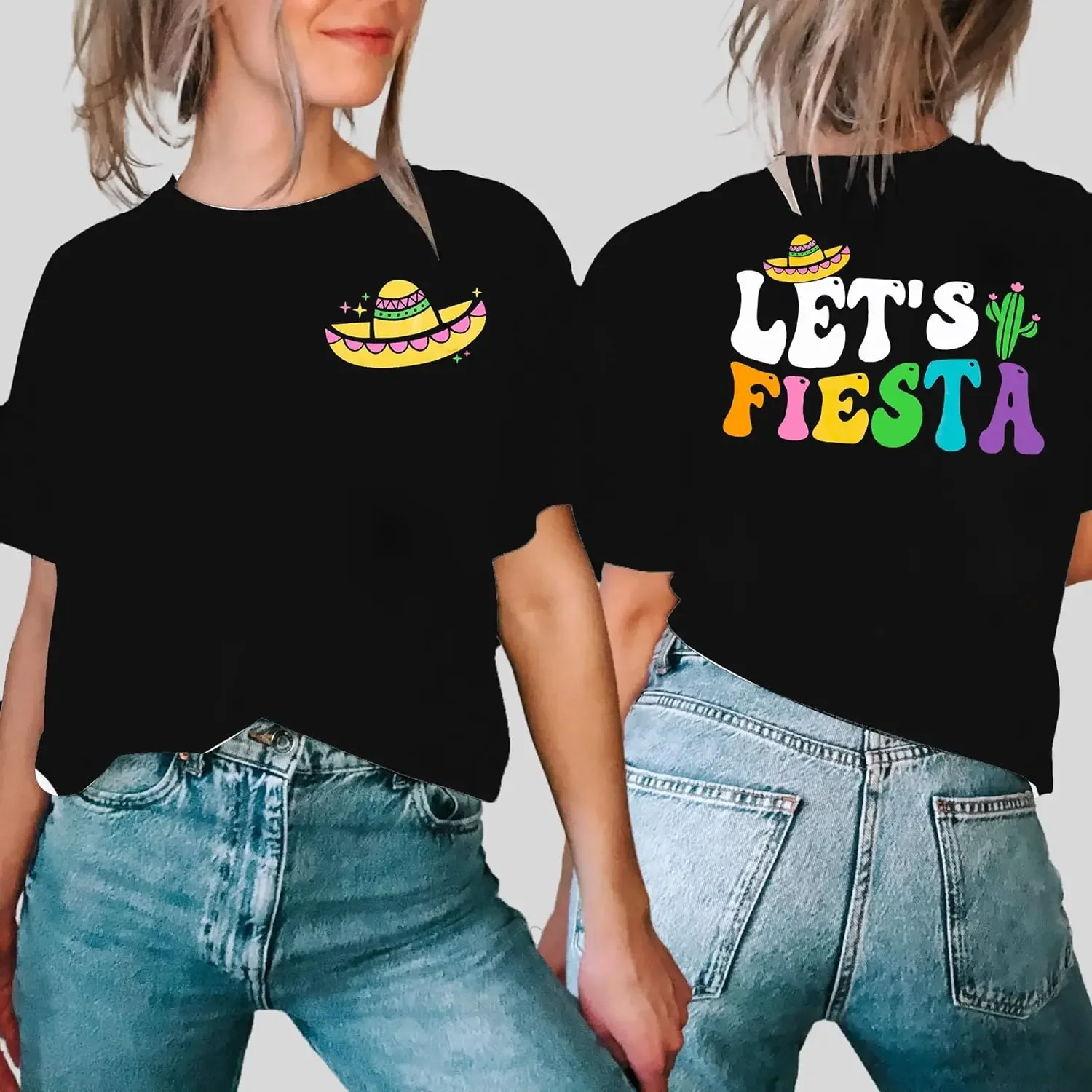 Cinco De Mayo tops Mexican Fiesta Party Tee Shirt Sombrero T Shirts Fiesta Shirts Women Lets Fiesta Tees