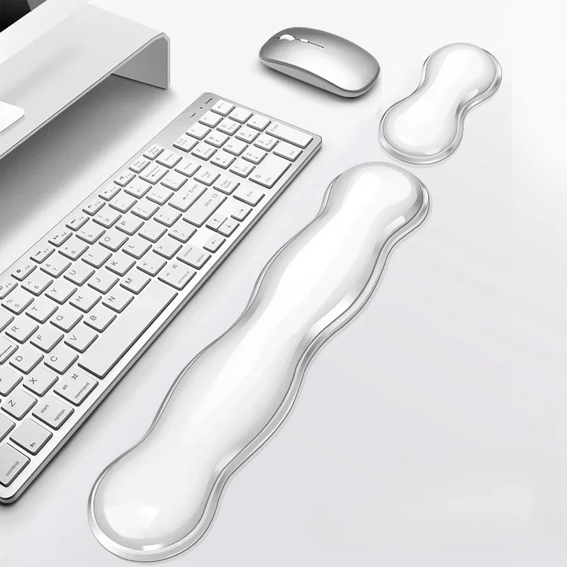 Mouse Pad with Wrist Rest, Keyboard Rest, Anti Slip Silicone Transparent Desktop Office Game Console, Mouse Wrist Rest