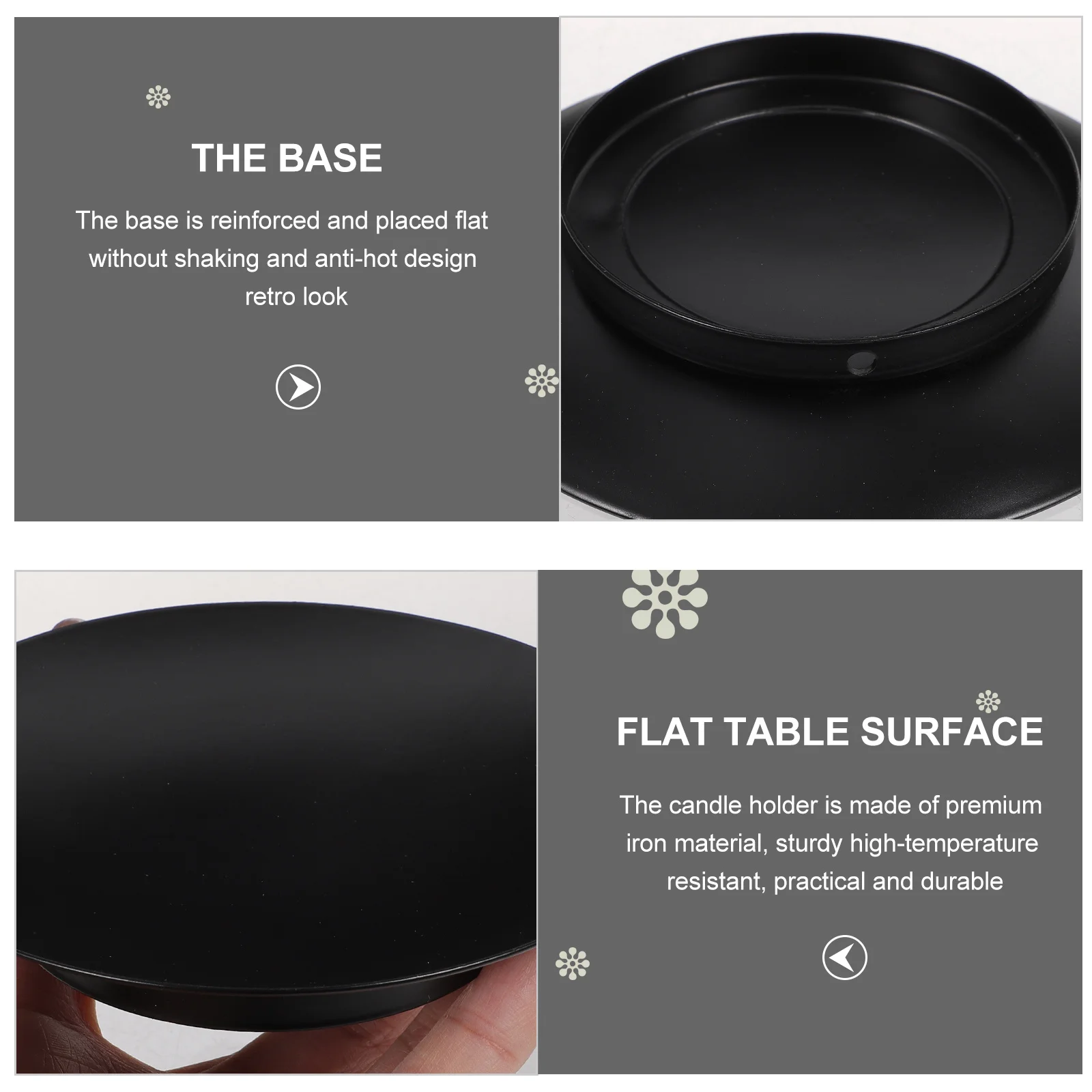 

3Pcs Metal Holders Round Iron Plate Traditional Holders for Tabletop Home Wedding Party Decor Candleholders