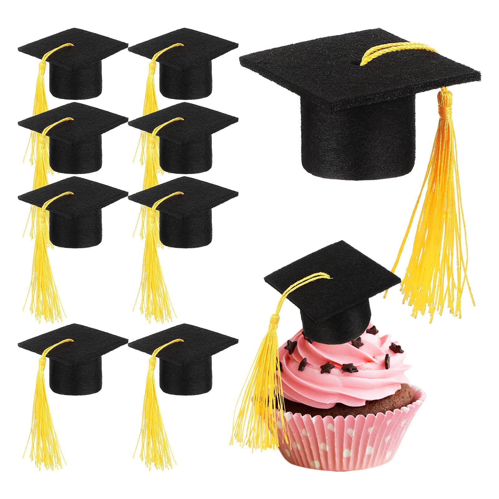 

10pcs Graduation Caps Decorations Mini Bachelor Doctor Hat Party Cake Toppers Dessert Ornament Lightweight Design