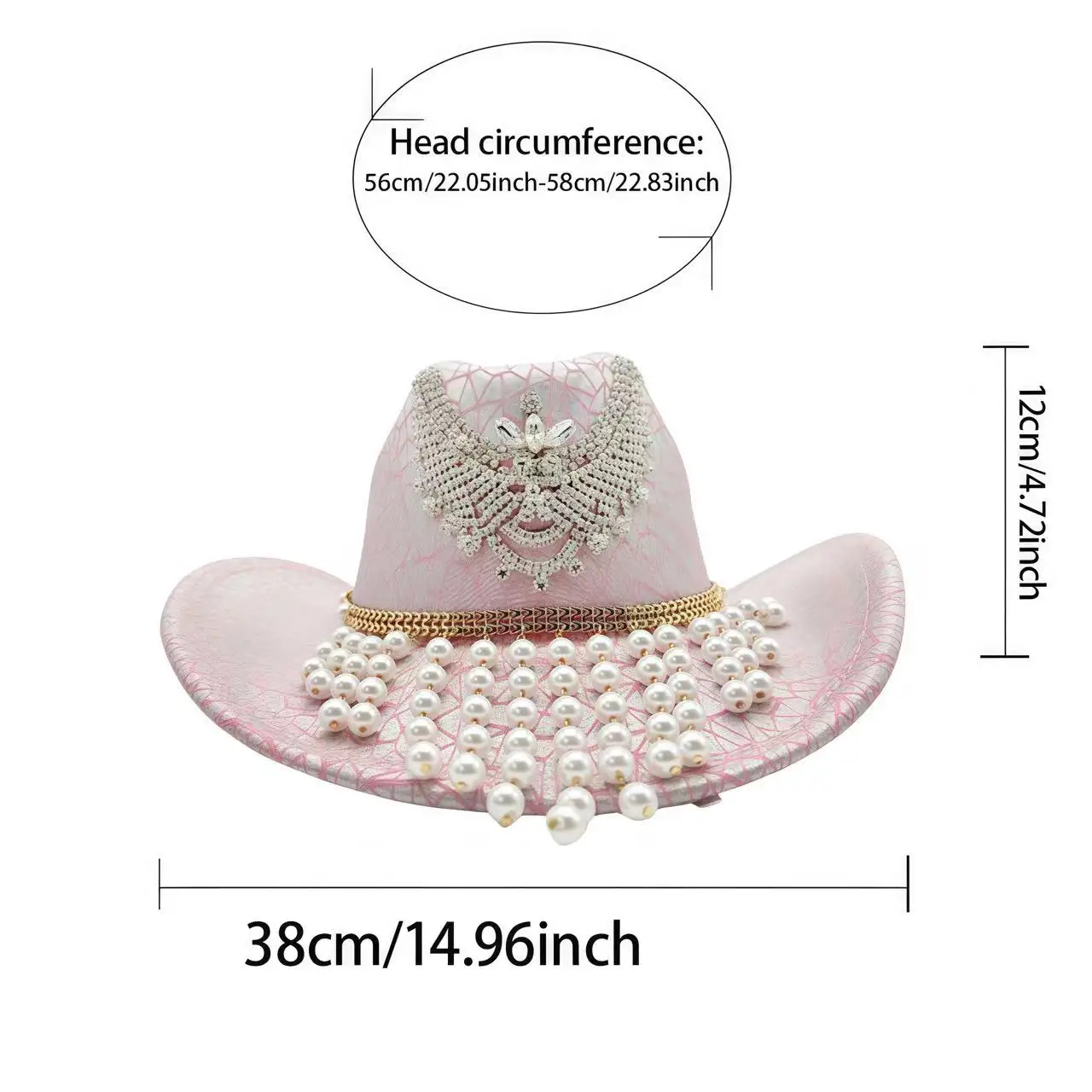 HongLuan Pink Glitter Costume Hat Adult, Cowboy Hats Rhinestone for Woman, Cowboy Cosplay Female Accessories & Cowgirl Cap