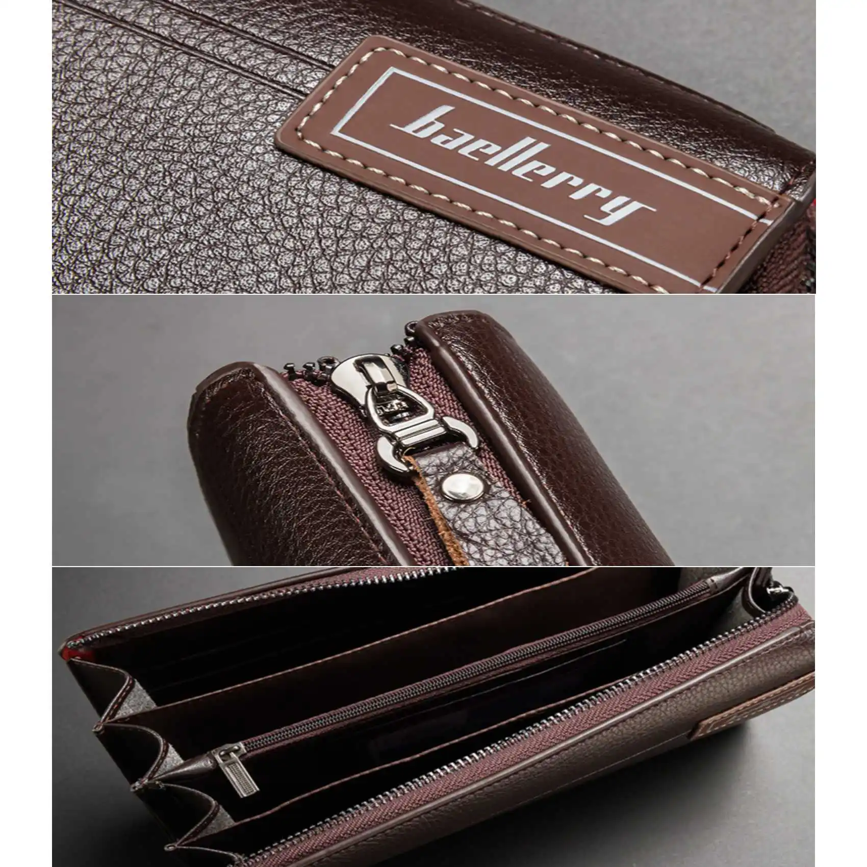 الأعمال عادية متعددة الطبقات سعة كبيرة حقيبة صغيرة ليتشي نمط سستة الرجال محفظة طويلة موضة جديدة حامل بطاقة متعددة الفتحات