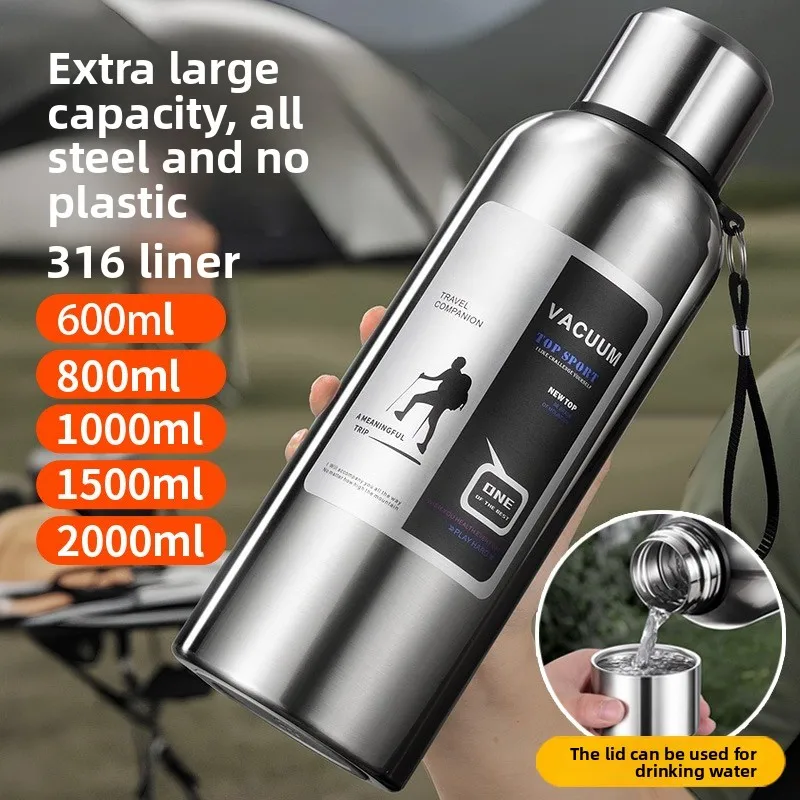 

316L stainless steel large-capacity vacuum insulated cup - Outdoor travel, mountain climbing, portable insulated water cup