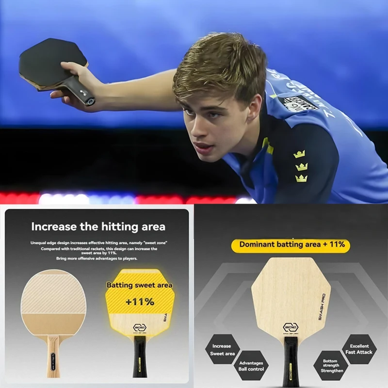 

Professional Hexagon Table Tennis Bat Base Plate Larger Hitting Area 5Ply Pure Wood Blade Paddle for Tranning Offensive Pingpong