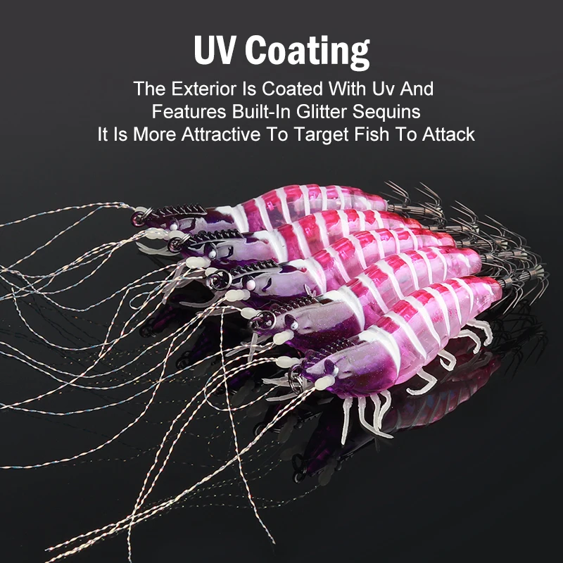 مضيئة خطاف صيد على شكل سمكة الروبيان الحبار Bkk هوك الصيد السحر 80 مللي متر 5 قطعة/المجموعة الأخطبوط الحبار الروبيان المياه المالحة الطعوم #3