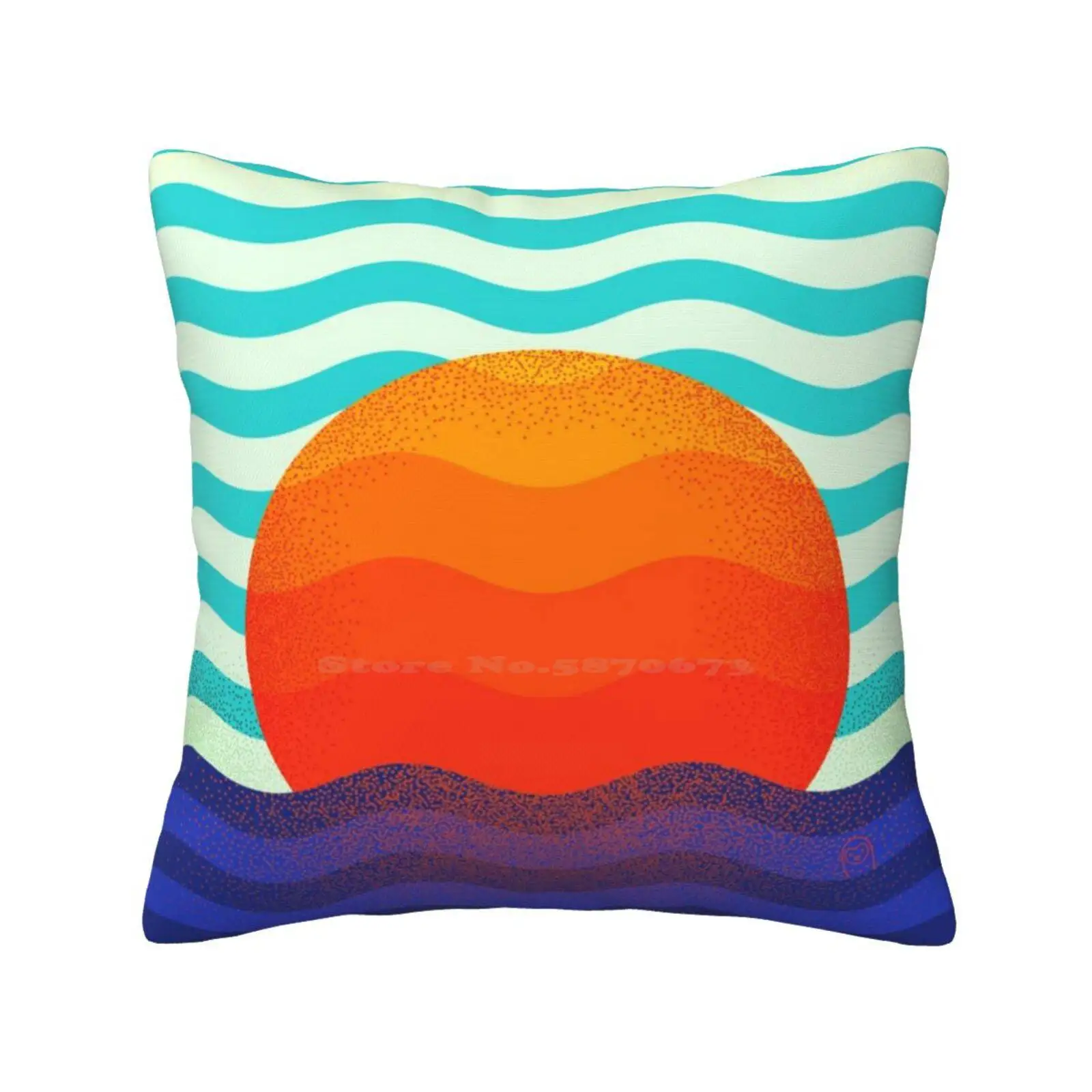 Swimming At The Sunrise Soft Comfortable Pillowcase Graphic Design Pattern Pop Art Sunrise Summer Owlychic Wow Heat Beach