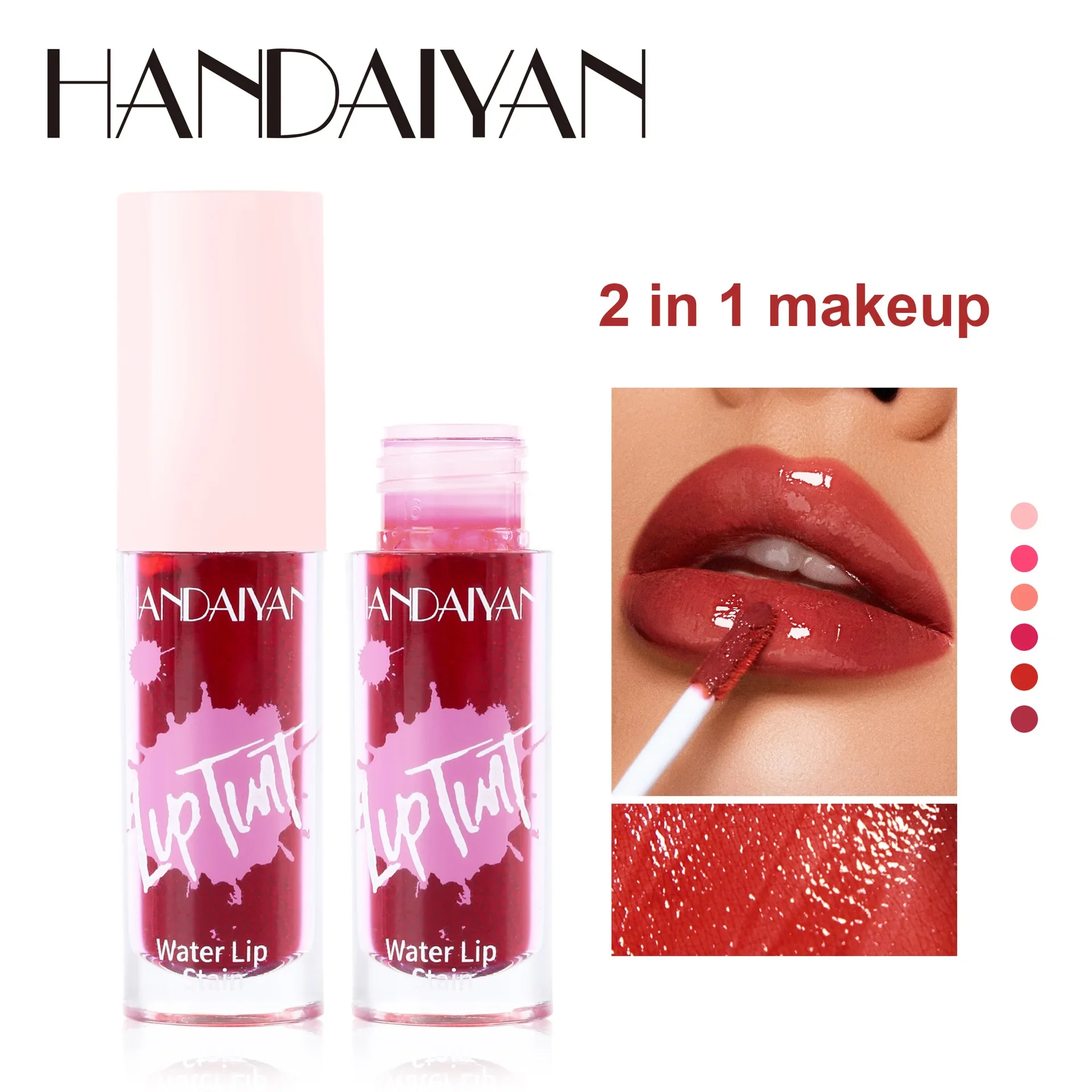 HANDAIYAN 2in1 Lip Makeup Lip Stain Tint & Cheek Blush Tint Lasting Moisturize Silky Matte ลิปสติก Non-Stick Cup Glossy Lip Glaze