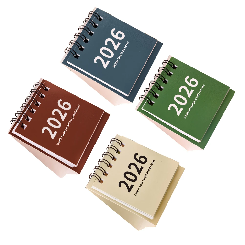 

4Pcs Mini Desk Calendar 2026 Small Desktop Standing Flip Planner Schedule Organizer Aesthetic Design Calendar Planner