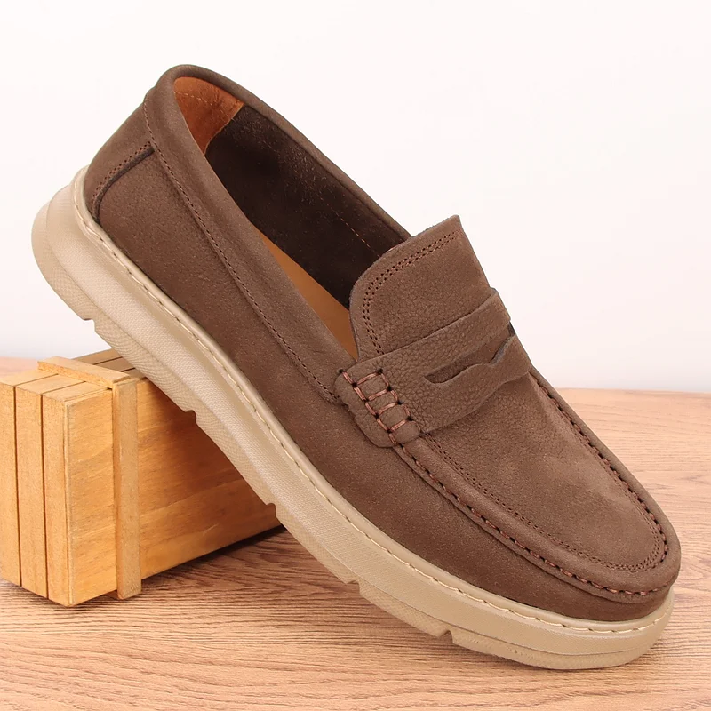 

Новые мужские мягкие боты из натуральной кожи Bean oes, легкие повседневные лоферы, модный дышащий слипоны на плоском каблуке с круглым носком