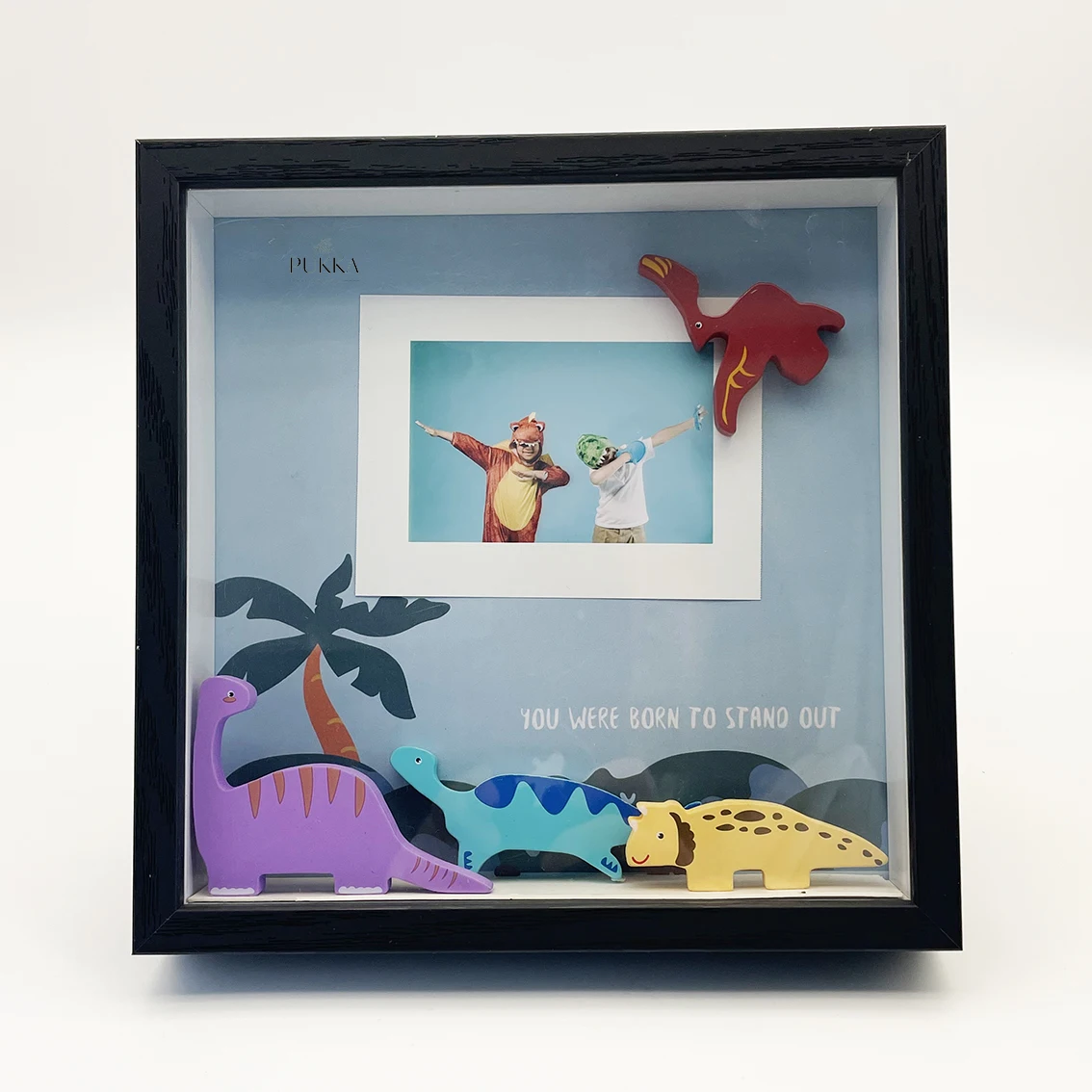 Boys Room Decoration Cartoon Dinosaur Decor Baby Frame Black Blue Square Colorful Cute New Mother Grandmother Gift Table Art