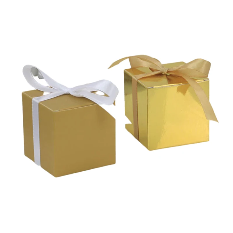 20/30/50Pcs European Square Solid Candy Box Chocolate Favor Gift Box Packaging Bag With Ribbon Wedding Birthday Party Decoration