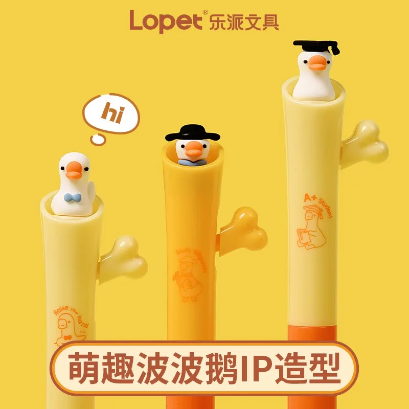 3 Pcs Bobo Goose  Bar Side Press Out of The Core Neutral Pen Creative Three-dimensional Animal Smooth Quick Drying Black Pen