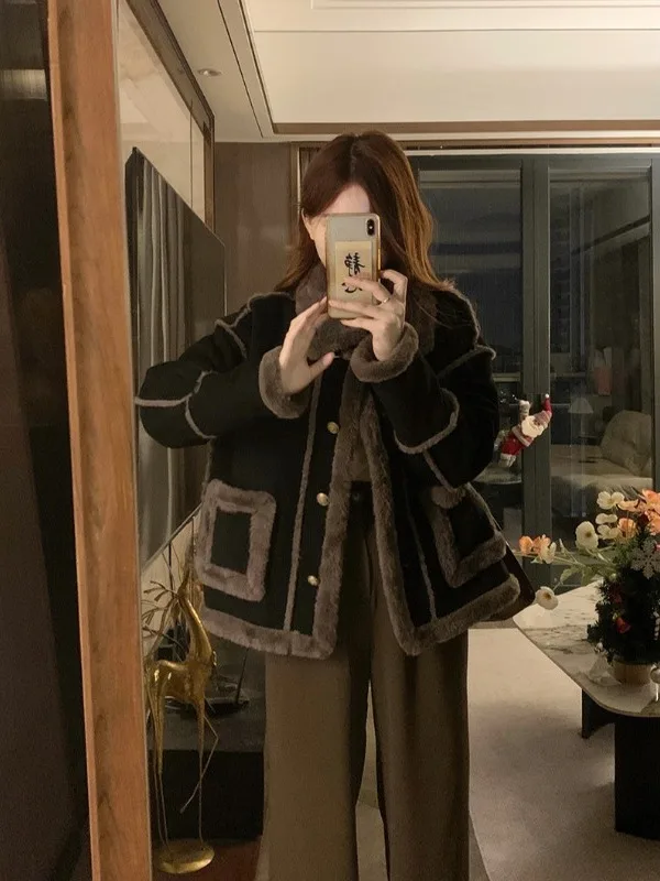 

plus Size Women's Faux Fur Jaet Korean Sle Long Sve Thiened Outerwear Casual Versatile Slimming Coat for All Seasons