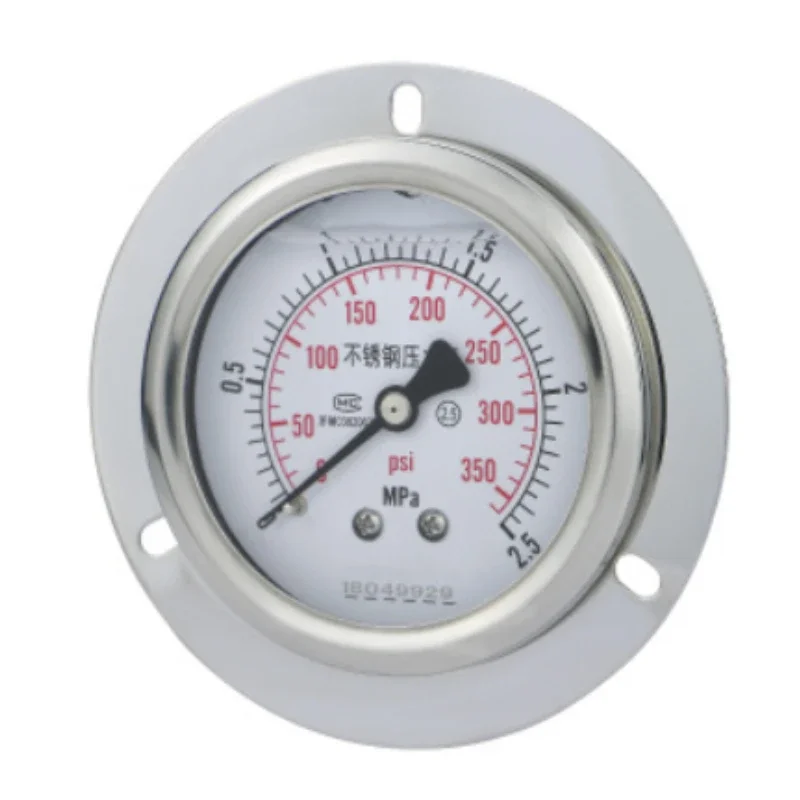 Axial stainless steel Shock-proof Pressure Gauge YN60ZTBF Oil Air Water Pressure Vacuum Gauge M14*1.5 Axial Back-end Type