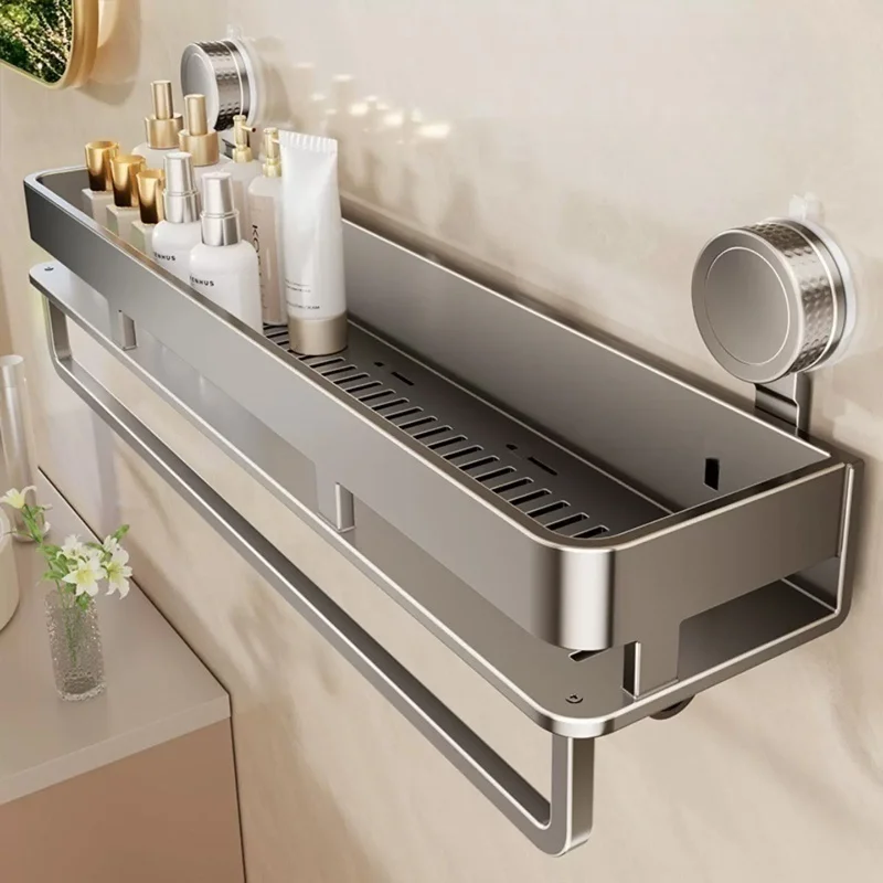 Suction Cup Bathroom Organizer Wall Mounted Toilet Wash Basin Shower Gel Storage Rack No Drilling Required Bathroom Shelf