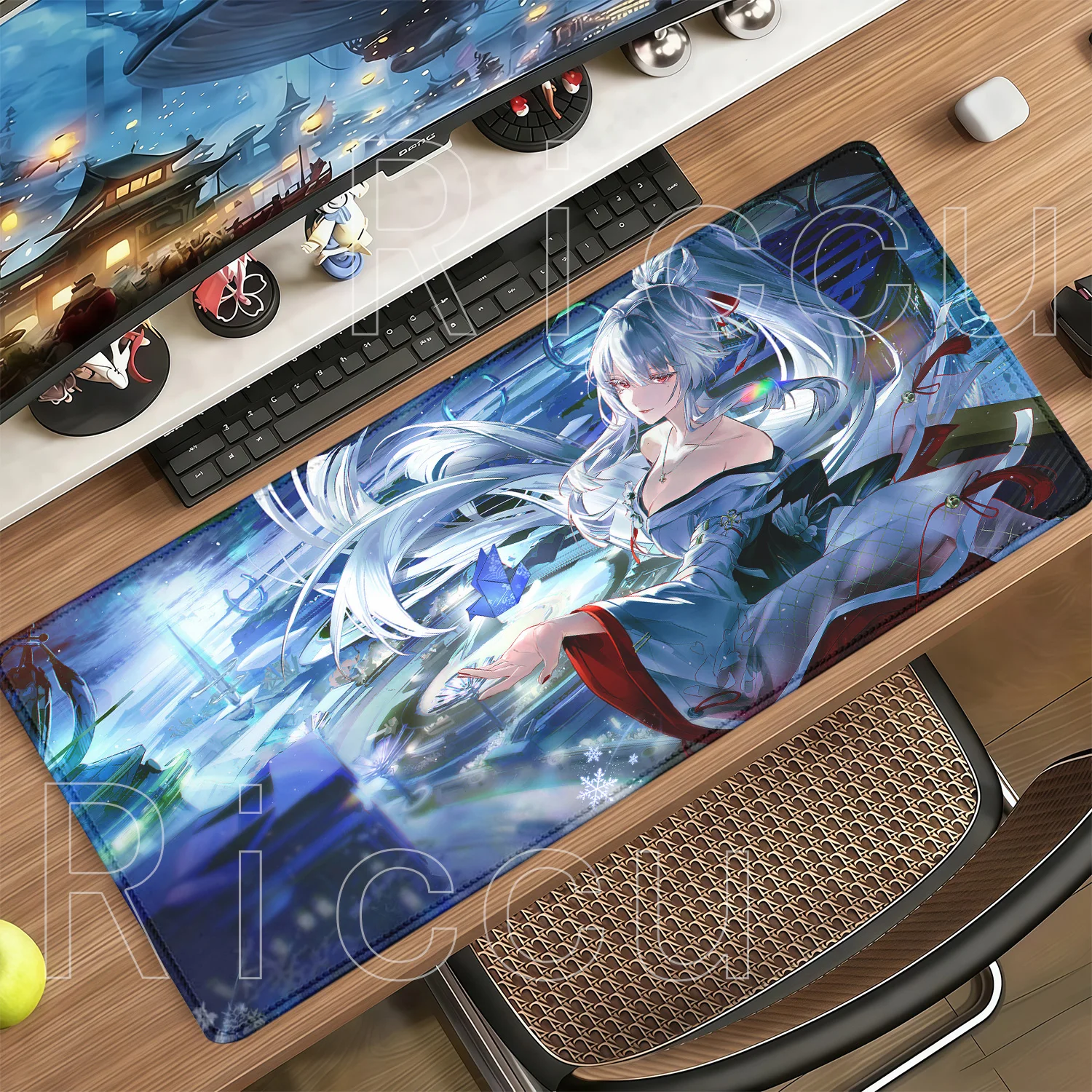 Hiyuki WuWa Anime Girl Mouse Mat Wuthering Waves Gaming Non-slip Base Mousepad Office Accessories Keyboard HD Printing Desk Mat