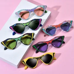 Niche art cat eye sunglasses polarized UV400 men's and women's fashion personality riding colored glasses sunscreen sunglasses