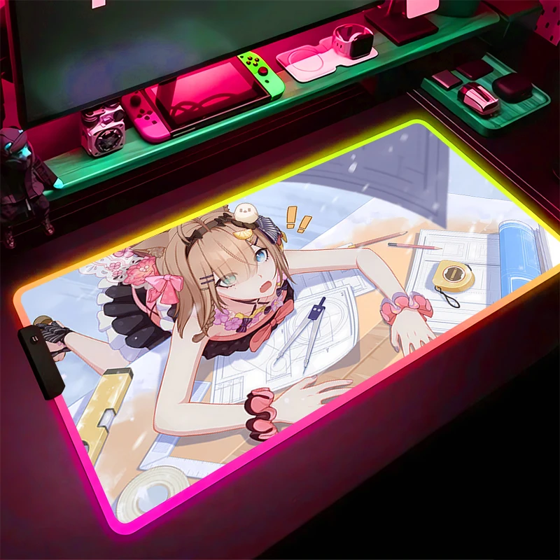 RGB Mouse Pad Non-Slip Rubber Edge locking mousepads Game play mats notebook computer Pardofelis Honkai Impact 3 Home Decor