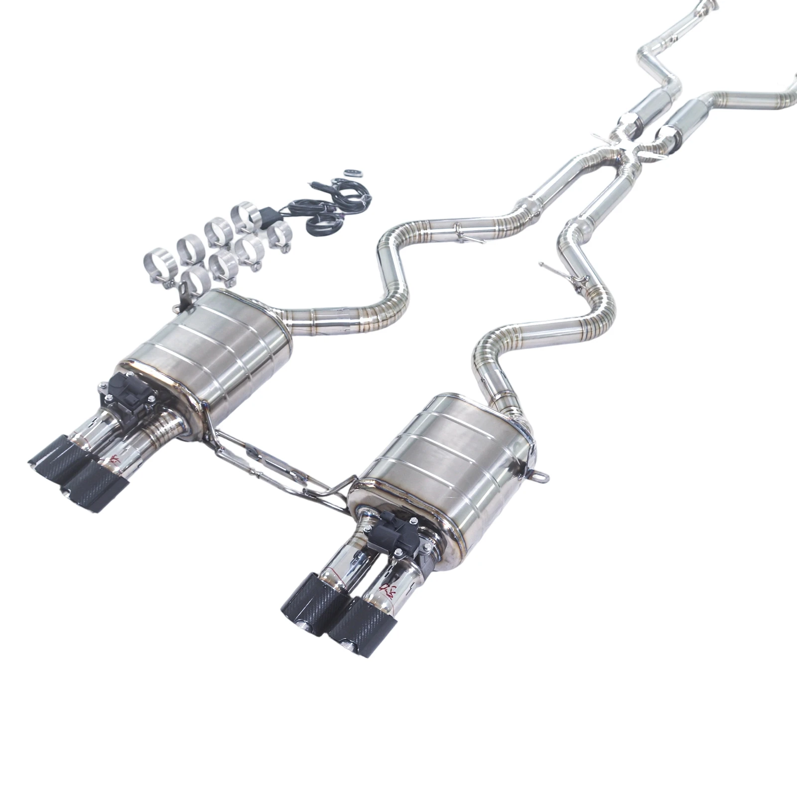 GFC/ for BMW M3 M4 E90 E92 E93 3.0T 4.0L Catback titanium alloy primary color exhaust pipe with four valve tips